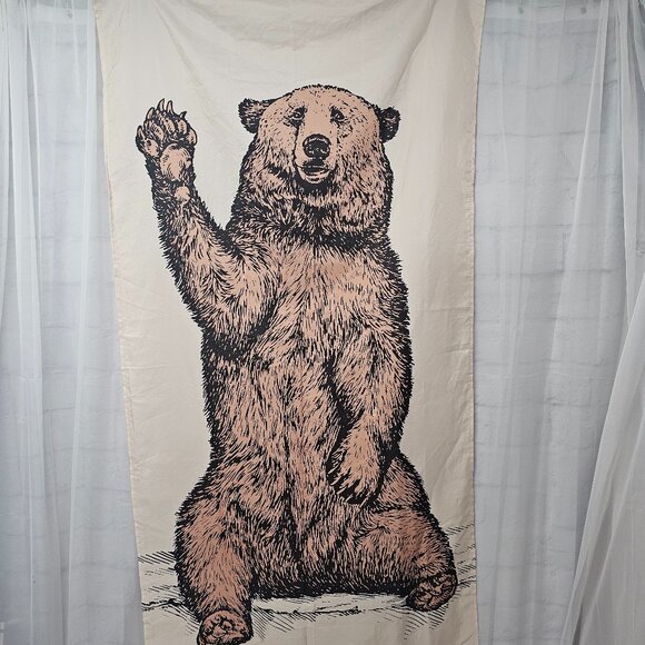 Grizzly Bear Shower Curtain Brown Tan Gorpcore Camping Wildlife Narrow - Picture 1 of 5